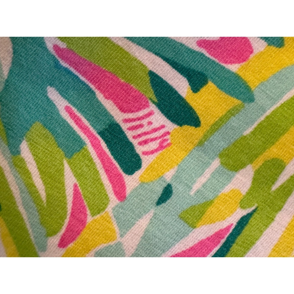 Lilly Pulitzer Etta Long Sleeve V Neck Top Pink Green Palm Leaf Print Small - Picture 6 of 7